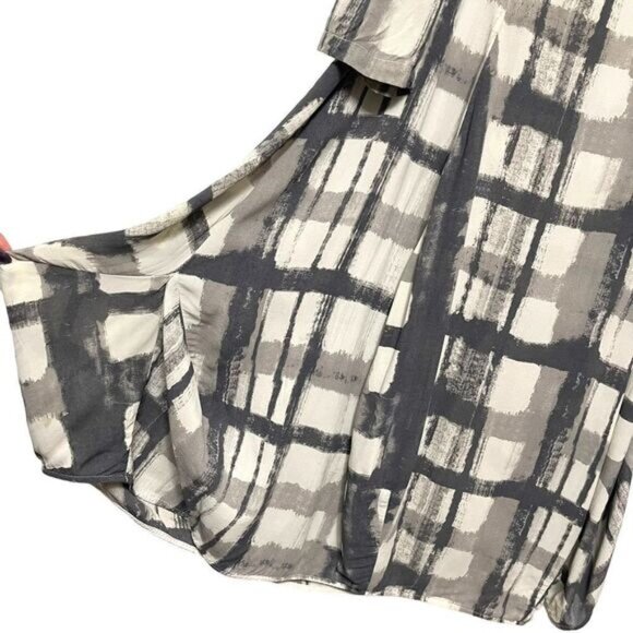 RISONA Semi-Sheer Check Lantern Midi Dress M - Picture 3 of 10